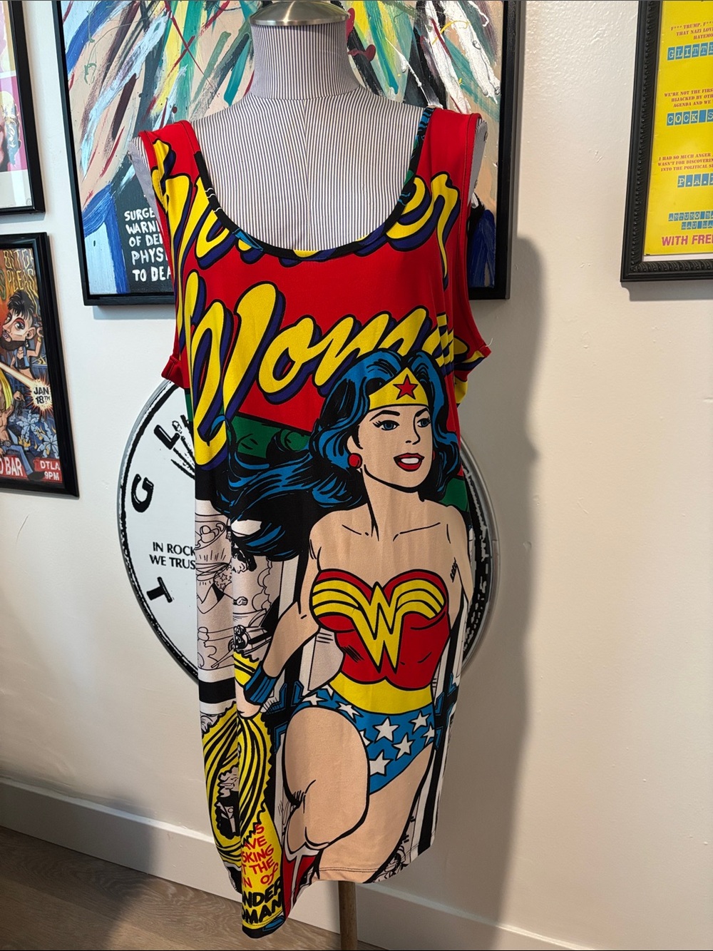 Red Graphic Tank Dress